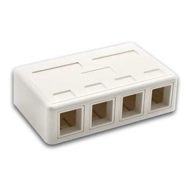 Alt view image 2 of 7 - Keystone Jack Surface Mount Box White, Biscuit for RJ45, RJ11, RJ12 Keystone Jacks, UL Listed, RoHs Compliant (5-Pack, 4-Port)