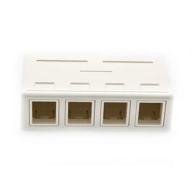 Alt view image 4 of 7 - Keystone Jack Surface Mount Box White, Biscuit for RJ45, RJ11, RJ12 Keystone Jacks, UL Listed, RoHs Compliant (5-Pack, 4-Port)