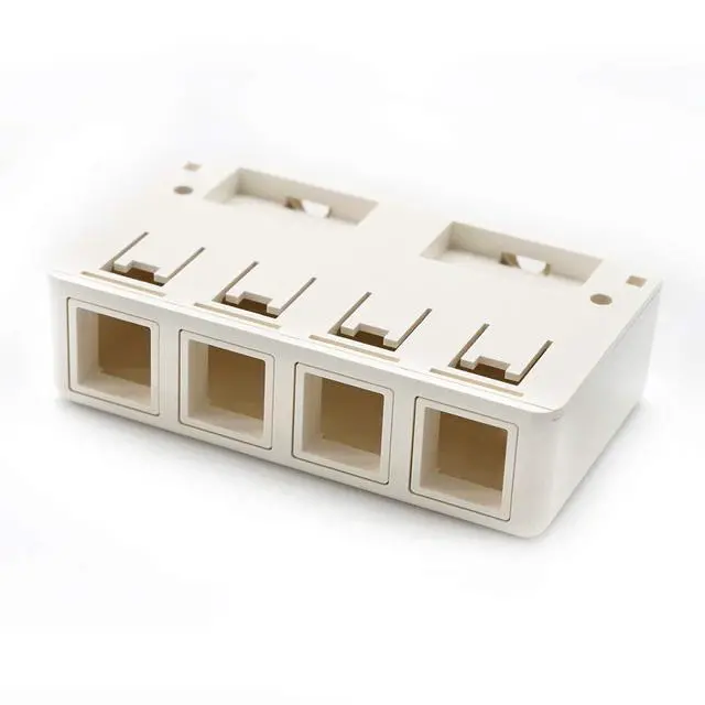 Alt view image 5 of 7 - Keystone Jack Surface Mount Box White, Biscuit for RJ45, RJ11, RJ12 Keystone Jacks, UL Listed, RoHs Compliant (5-Pack, 4-Port)