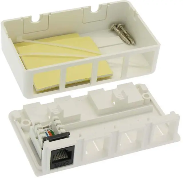 Alt view image 7 of 7 - Keystone Jack Surface Mount Box White, Biscuit for RJ45, RJ11, RJ12 Keystone Jacks, UL Listed, RoHs Compliant (5-Pack, 4-Port)