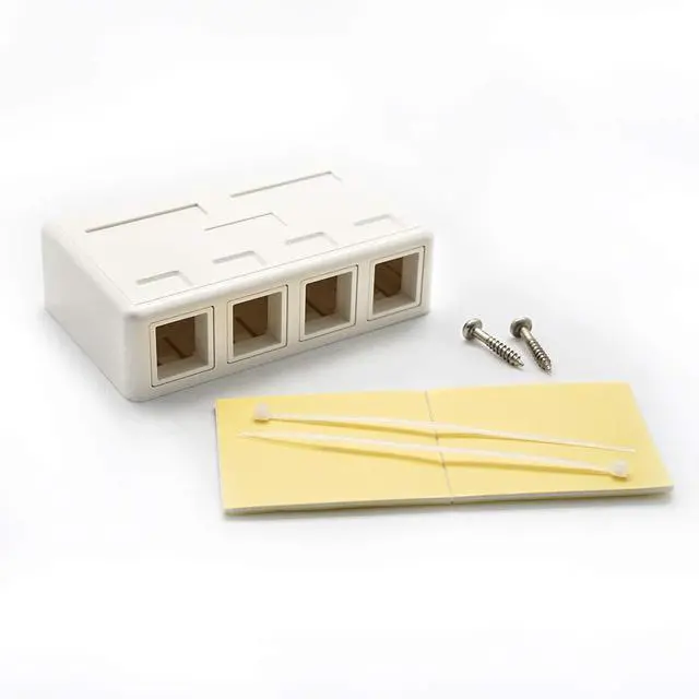 Alt view image 6 of 7 - Keystone Jack Surface Mount Box White, Biscuit for RJ45, RJ11, RJ12 Keystone Jacks, UL Listed, RoHs Compliant (5-Pack, 4-Port)