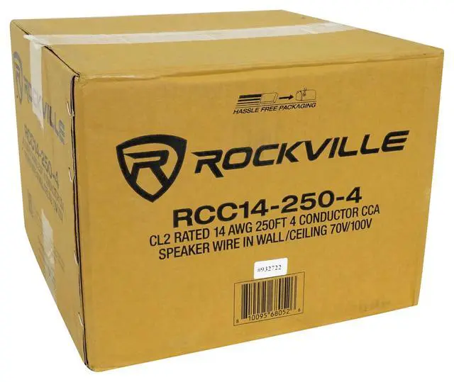 Alt view image 2 of 3 - RCC14-250-4 CL2 14 AWG 250' 4 Conductor CCA Speaker Wire | 70V/100V/8 Ohm Compatible, 30% Copper/70% Aluminum, Color-Coded PVC Jacket, Home and Commercial Use