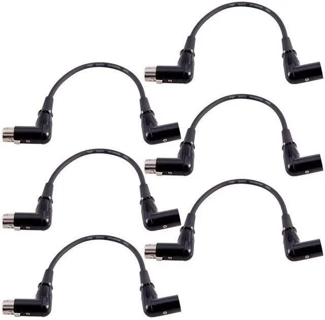 Main image of Speakers Right Angle Patch Cables - XLR Male to XLR Female, 1 Foot, Pack of 6