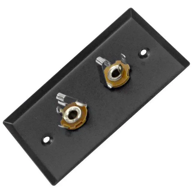 Alt view image 2 of 2 - SA-PLATE26 Black Stainless Steel Wall Plate with Dual 1/4-Inch TS Mono Jacks