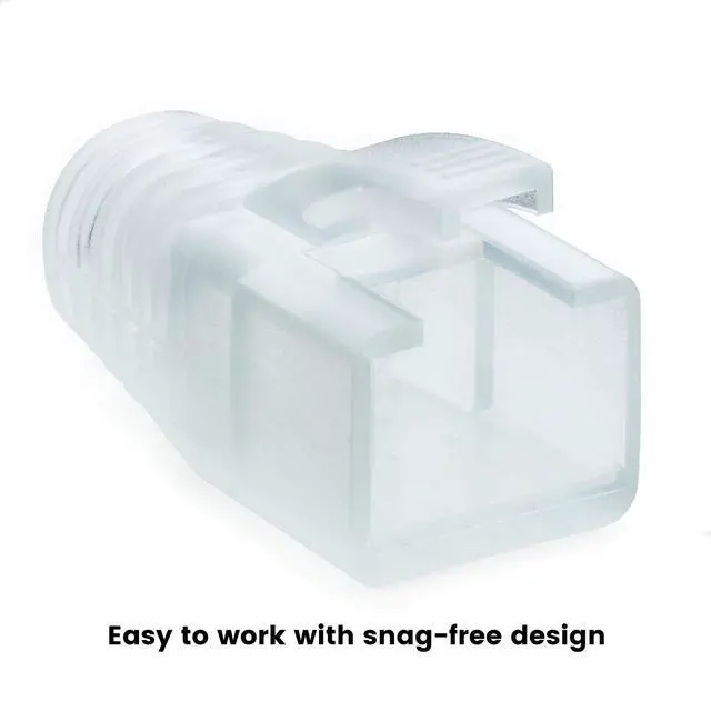 Alt view image 6 of 7 - trueCABLE RJ45 Strain Relief Boots, 7.0mm Slip-On PVC Plug Cover, Transparent, 100 Pieces