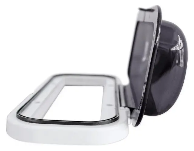 Alt view image 3 of 3 - RWSG3W Universal Marine/Boat Stereo Receiver Splash Guard White | Waterproof Housing Case, UV-Resistant ABS, Fits 1.0 DIN, Spring-Loaded Flip Door, Stainless Steel Hardware, Rubber Seal