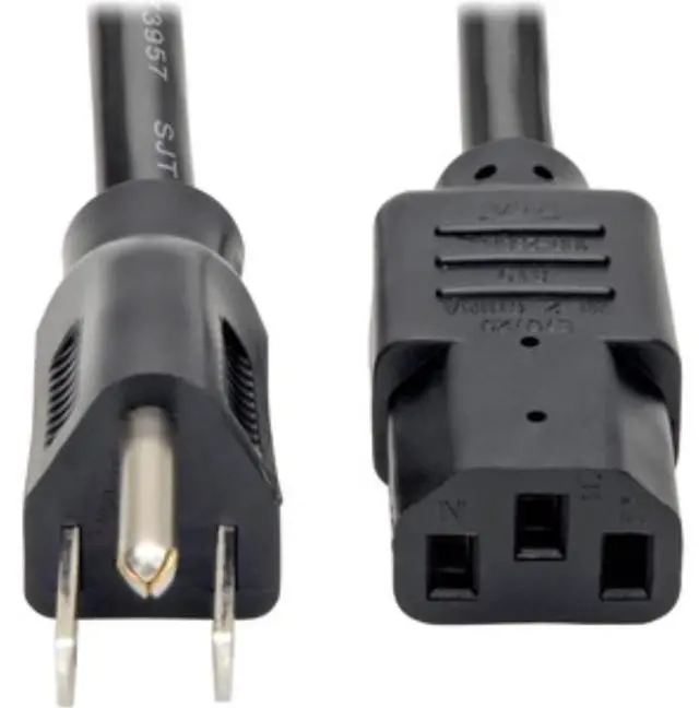 Main image of Desktop Computer Power Cord, Right-Angle 5-15P to C13 - Heavy Duty, 15A, 125V, 14 AWG, 6 ft, Black (P007-006-15D)