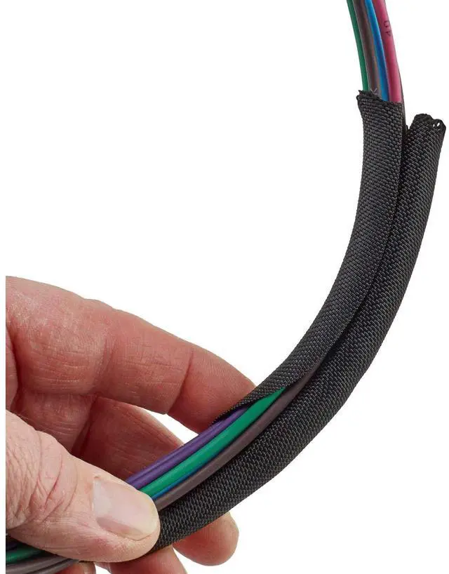 Main image of Braided Cloth Split Wire Loom Wrap, 1/4 Inch, 30 Foot Wire Sleeve