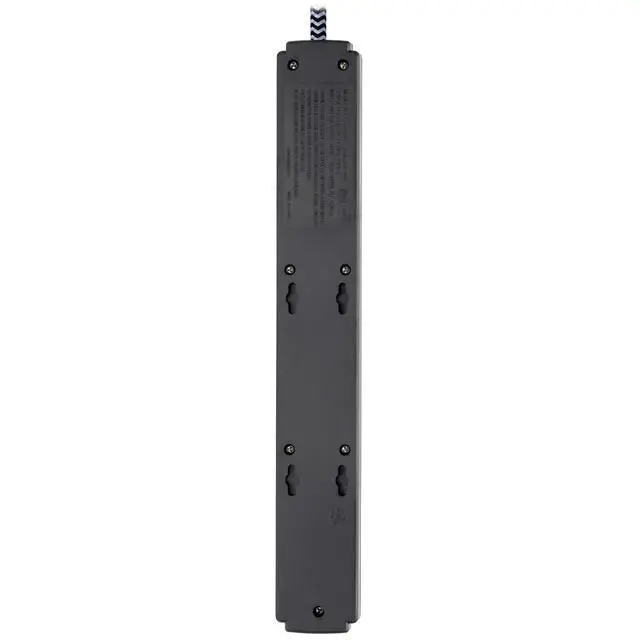 Alt view image 4 of 5 - Surge Protector Power Strip with USB, 6-Outlet & 2 USB Ports, Wall & Desk Mount, 10ft Braided Cord - 990 Joules, 1875 Watts Dollar 25,000 Insurance (TLP610BUAM)