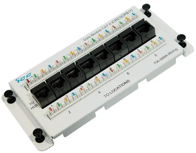 Main image of CAT6 Ethernet Data Module, 8 Ports, UL Listed & PoE++ Rated, High-Performance Network Interface, Quick Push-Pin Mount, Fits 9" 14", and 28" Structured Wiring Enclosures, Premier Series