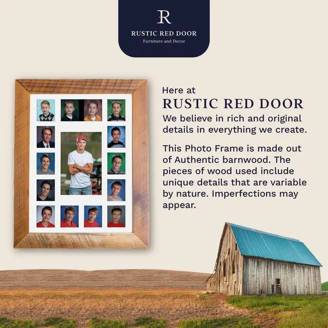 Alt view image 3 of 3 - School Years Reclaimed Wood Picture Frame with Mat - 11x14 Wooden Framed Photo Collage Mat Kindergarten to 12th Grade High School Graduation (13 Photos, K-12th, White Mat)
