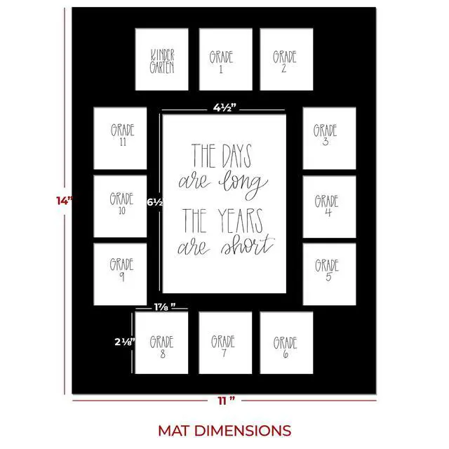 Alt view image 2 of 3 - School Years Reclaimed Wood Picture Frame with Mat - 11x14 Wooden Framed Photo Collage Mat Kindergarten to 12th Grade High School Graduation (13 Photos, K-12th, Black Mat)