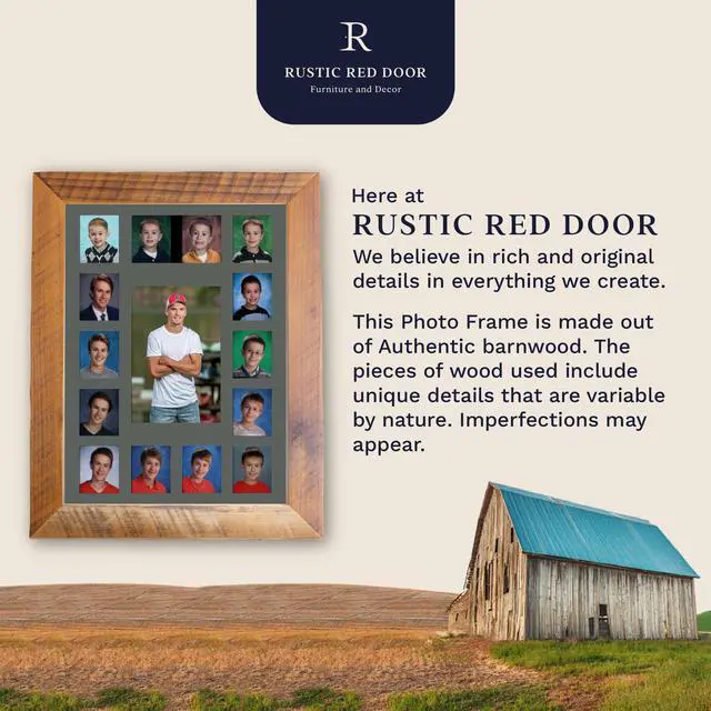 Alt view image 3 of 3 - School Years Reclaimed Wood Picture Frame with Mat - 11x14 Wooden Framed Photo Collage Mat Pre-School & Kindergarten to 12th Grade (15 Photos, 2 Pre School - 12th, Grey Mat)