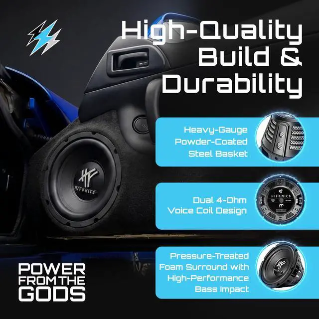 Alt view image 3 of 7 - HFX8D4 8 Inch Round Subwoofer, 250 Watt Max 125 Watt RMS Single Speaker for Cars and Vehicles, 4 Ohm, Heavy Gauge and Powder Coated, Black