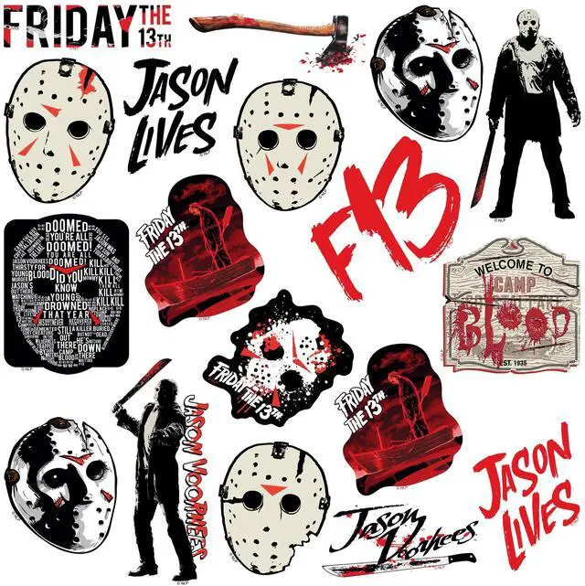 Alt view image 3 of 6 - Friday the 13th 200 Vinyl Stickers Waterproof Die-Cut Decals Laptop Car