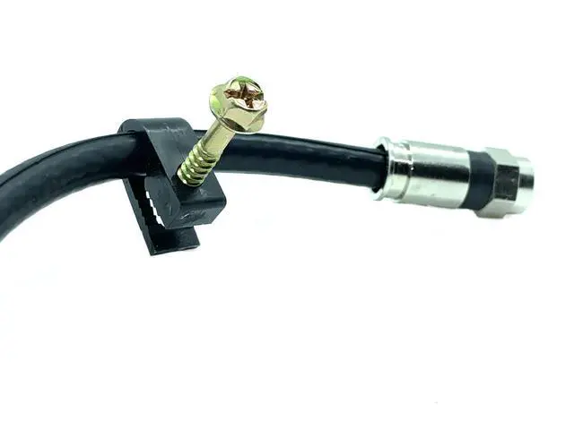 Alt view image 3 of 7 - 100 SINGLE BLACK FLEX CLIPS WITH 1" SCREW RG6 CABLE WIRE GC12BLK