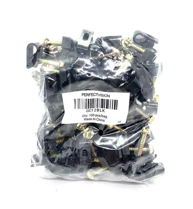 Alt view image 5 of 7 - 100 SINGLE BLACK FLEX CLIPS WITH 1" SCREW RG6 CABLE WIRE GC12BLK