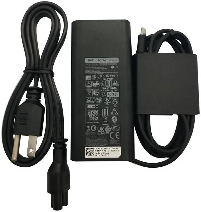 Alt view image 3 of 7 - 65W USB-C Laptop Charger,Latitude 3430 3440 3450 Power AC Adapter with Power Cord Cable, Black, HKA65NM200