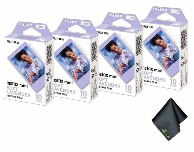 Main image of INSTAX MINI Soft Lavender Film 40 Exposures Bundle | For Instant Photos, Scrapbooks & Sharing | Includes Cleaning Cloth