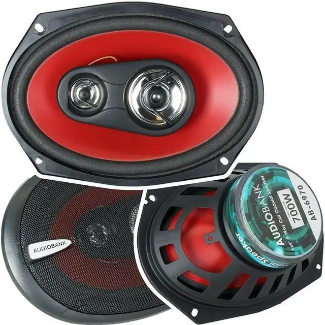 Main image of 2 6x9 700 Watt 3-Way Red Car Audio Stereo Coaxial Speakers - AB6970