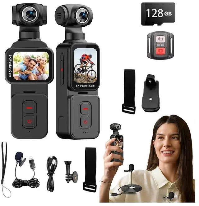 Main image of 5K Handheld Vlogging Camera With WiFi,Pocket Action Camera with stabilization,270° auto-Rotating Wide-Angle,Rotating Touchscreen WiFi face Recognition,for Traval,YouTube Camcorder and vlogging (128gb)