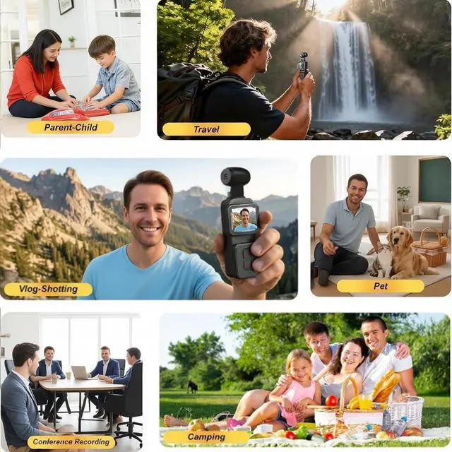 Alt view image 4 of 7 - 5K Handheld Vlogging Camera With WiFi,Pocket Action Camera with stabilization,270° auto-Rotating Wide-Angle,Rotating Touchscreen WiFi face Recognition,for Traval,YouTube Camcorder and vlogging (128gb)