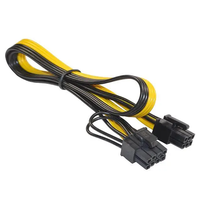 Alt view image 2 of 7 - 8-Pack 6 Pin Male to 8 Pin (6+2) Male GPU PCI-e PCIE Power Cable PCI Express Extension Cable BTC Bitcoin Mining Motherboard Graphics Video Card Splitter Hub Adapter, 20-inch