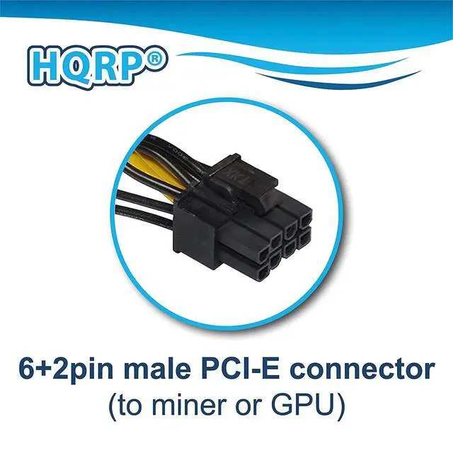 Alt view image 5 of 7 - 8-Pack 6 Pin Male to 8 Pin (6+2) Male GPU PCI-e PCIE Power Cable PCI Express Extension Cable BTC Bitcoin Mining Motherboard Graphics Video Card Splitter Hub Adapter, 20-inch
