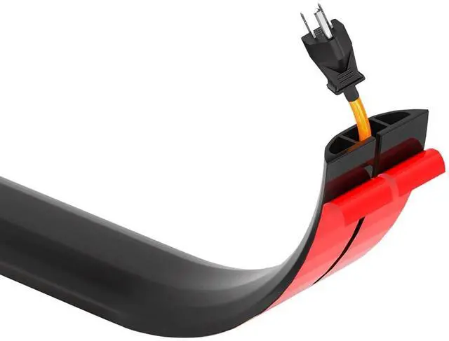 Main image of Silicone Floor Cord Cover - 5 Ft Flexible Cord Protector, Self Adhesive, for Concealing Extension Cable, Protecting Wires, Prevents Trips 2.5in W X 0.5in H - 5 Pcs - Black