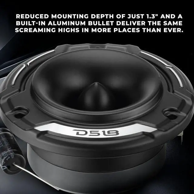 Alt view image 3 of 7 - PROTWZ1S 3.8" ShallowMount Super Bullet Compression Tweeter 1" Aluminum Voice Coil, 100W RMS 4Ohm, 105dB - Pair