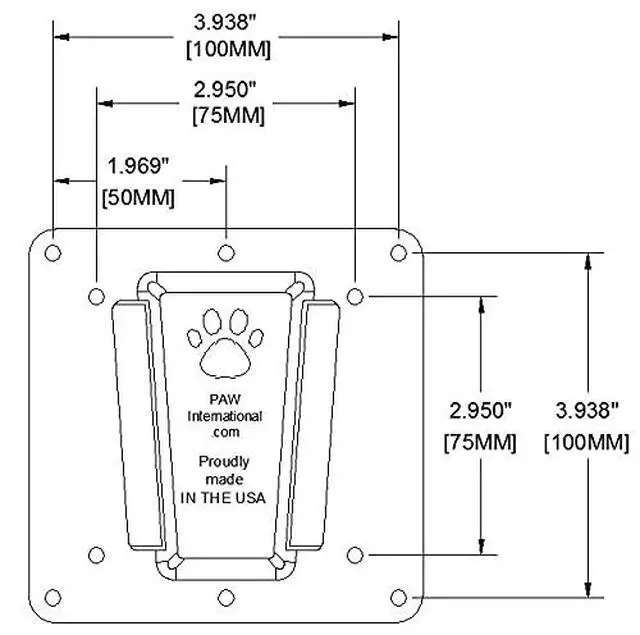 Alt view image 3 of 3 - International 75x75mm & 100x100mm Black Polymer (Plastic) RV TV Bracket | Polymer Wall Mount Sold Separately | Max. 30# TV Weight