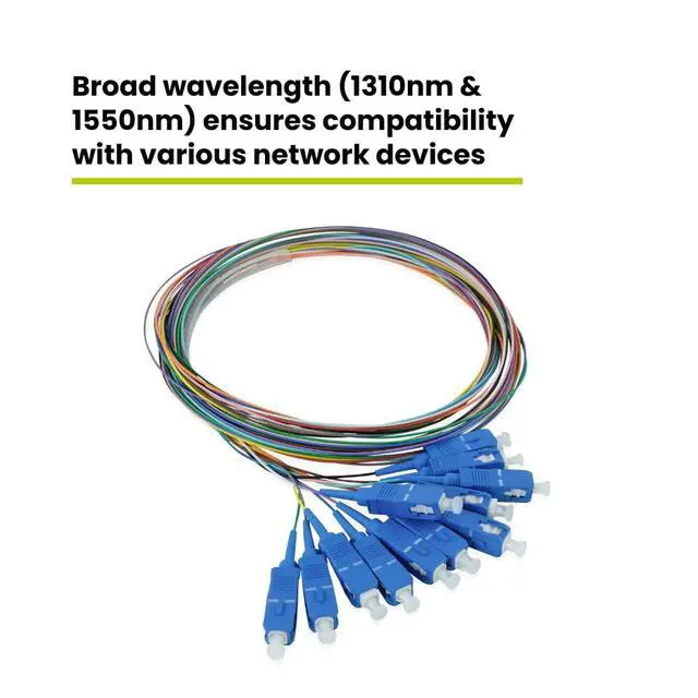 Alt view image 5 of 7 - 12 Fiber SC UPC OS2 Singlemode Pigtail, 2m (6.56ft),9/125µm, 0.9mm LSZH Tight-Buffered, Corning SMF28 Ultra G.657.A1, Low Loss, Fusion or Mechanical Splice, UL Listed, 12-Color, 1 Pack