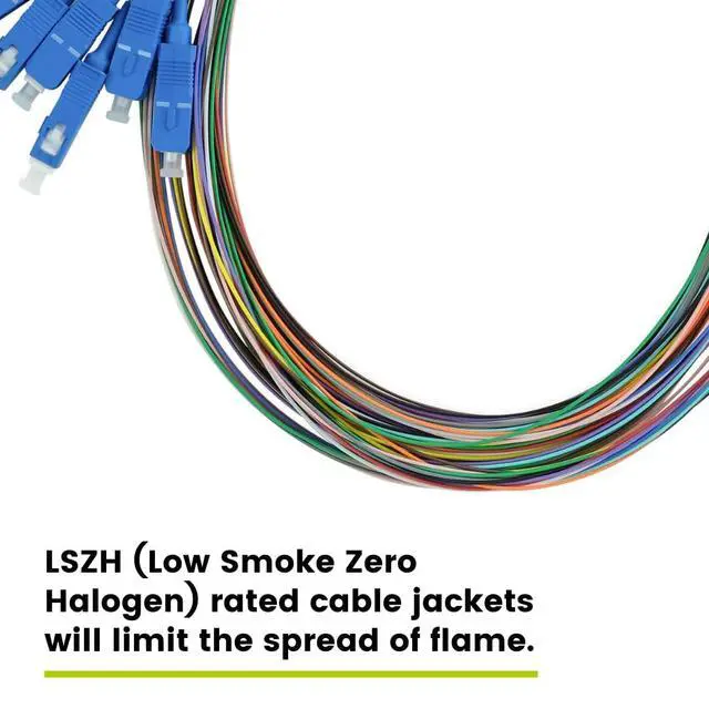 Alt view image 6 of 7 - 12 Fiber SC UPC OS2 Singlemode Pigtail, 2m (6.56ft),9/125µm, 0.9mm LSZH Tight-Buffered, Corning SMF28 Ultra G.657.A1, Low Loss, Fusion or Mechanical Splice, UL Listed, 12-Color, 1 Pack