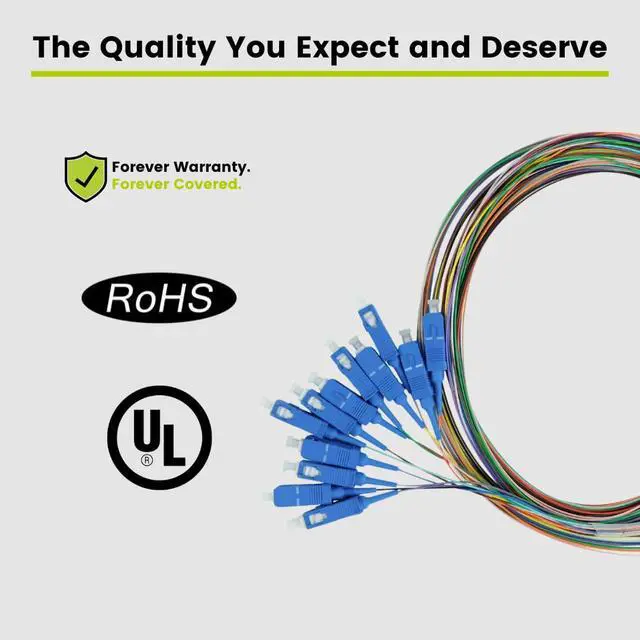 Alt view image 7 of 7 - 12 Fiber SC UPC OS2 Singlemode Pigtail, 2m (6.56ft),9/125µm, 0.9mm LSZH Tight-Buffered, Corning SMF28 Ultra G.657.A1, Low Loss, Fusion or Mechanical Splice, UL Listed, 12-Color, 1 Pack