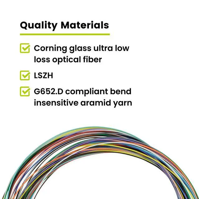 Alt view image 5 of 7 - 12 Fiber LC UPC OS2 Singlemode Fiber Optic Pigtail, 2m (6.56ft), 9/125µm Corning SMF-28 Ultra G.657.A1, 0.9mm LSZH, 12 Colors
