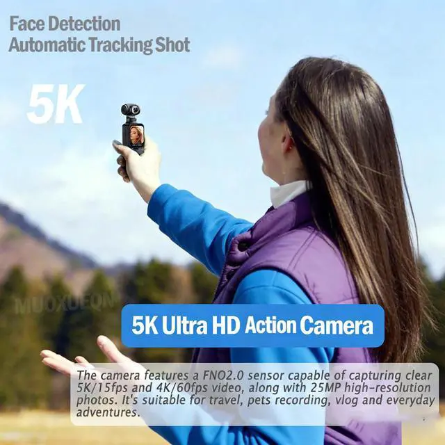Alt view image 6 of 7 - 5K Handheld Vlogging Camera,Portable Pocket vlogging Camera with Image stabilization,270° auto-Rotating Wide-Angle,Rotating Touchscreen WiFi face Recognition,for Travel,YouTube,and vlogging (32gb)