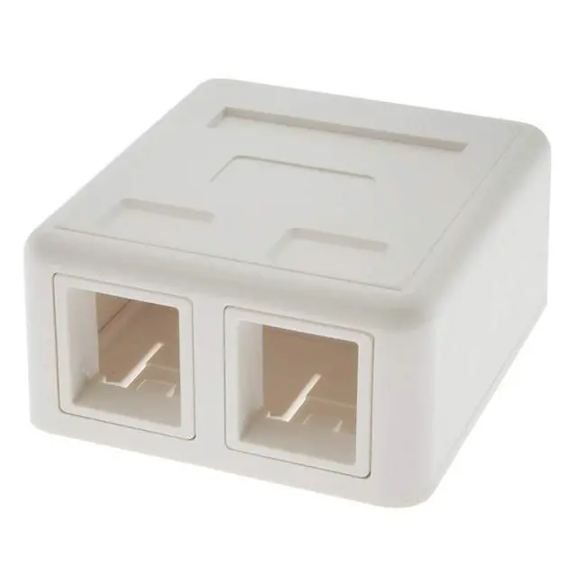 Alt view image 2 of 6 - Keystone Jack Surface Mount Box White, Biscuit for RJ45, RJ11, RJ12 Keystone Jacks, UL Listed, RoHs Compliant (5-Pack, 2-Port)