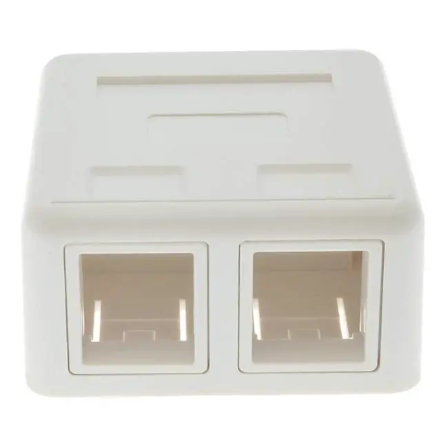 Alt view image 3 of 6 - Keystone Jack Surface Mount Box White, Biscuit for RJ45, RJ11, RJ12 Keystone Jacks, UL Listed, RoHs Compliant (5-Pack, 2-Port)