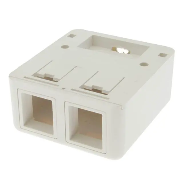 Alt view image 4 of 6 - Keystone Jack Surface Mount Box White, Biscuit for RJ45, RJ11, RJ12 Keystone Jacks, UL Listed, RoHs Compliant (5-Pack, 2-Port)