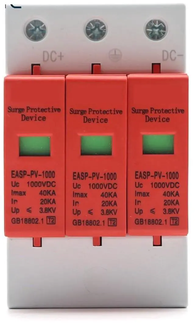 Main image of Arrester Device SPD 3P DC 500V 800V 1000V 20~40KA Surge Protective Device House Photovoltaic PV Solar System Arrester Surge Lightning Protector (Size: DC 500V)