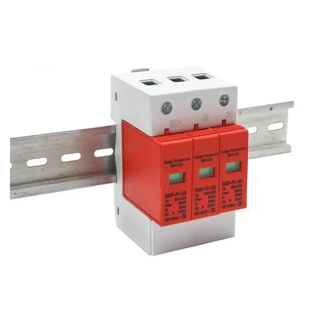 Alt view image 3 of 6 - Arrester Device SPD 3P DC 500V 800V 1000V 20~40KA Surge Protective Device House Photovoltaic PV Solar System Arrester Surge Lightning Protector (Size: DC 500V)