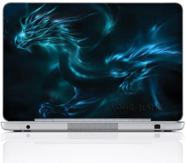 Main image of Custom Design Personalized Laptop Skin Sticker Cover Art Decal, Customize Size & Text (14 Inch, Blue Dragon)