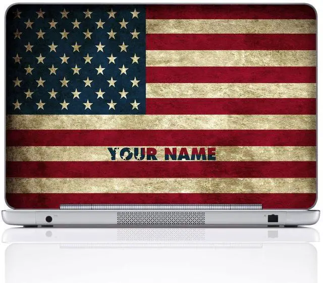Main image of Custom Design Personalized Laptop Skin Sticker Cover Art Decal, Customize Size & Text (12 Inch, USA Flag)