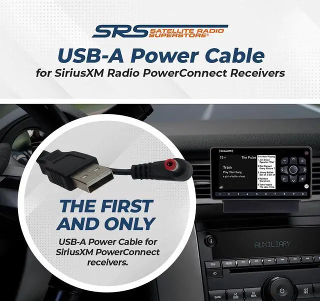 Alt view image 2 of 6 - USB-A Power Cable for SiriusXM Satellite Radio Receivers When Using PowerConnect Docking Cradles Models SDPIV1, XDPIV1, XDPIV2, SXVD1, Red Tip Connector, 3 FT Cable