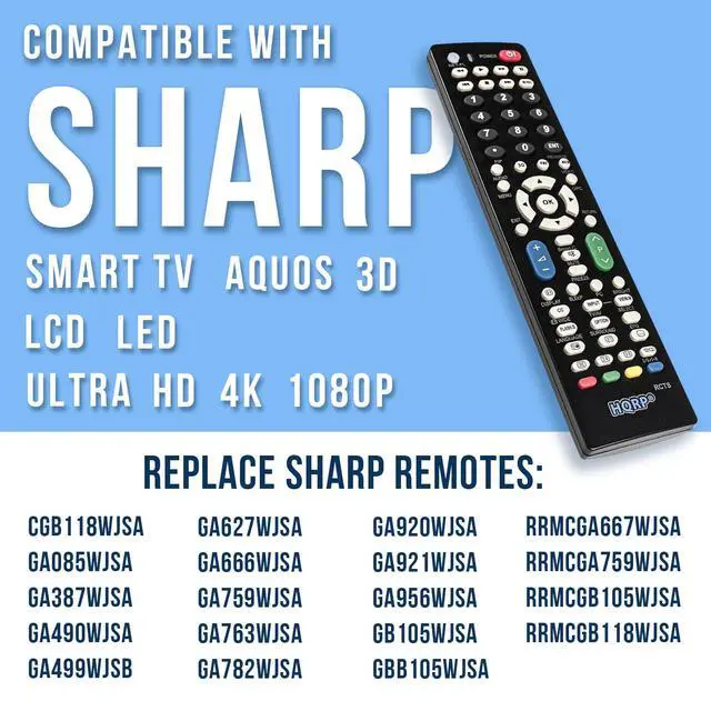 Alt view image 3 of 7 - Smart TV Remote Control Compatible with Sharp TV Remote Control Replacement for Sharp Smart TV LC-60E79U LC-52SE94U LC-60LE6300U LC-60E78UN and Many More AQUOS 3D Ultra 4K LCD LED HD 1080p