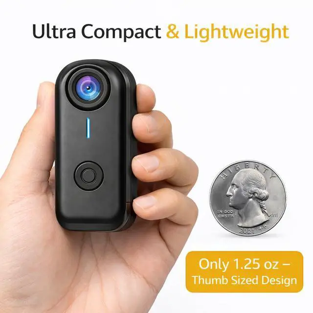 Alt view image 3 of 7 - Mini Body Camera 1080P with 64GB, Wearable POV Camera Kit with Dog Collar Mount, Head Strap & Handheld Tripod, Hands-Free Body Cam for Pet Walking, Travel, Work, Action Recording (Black)