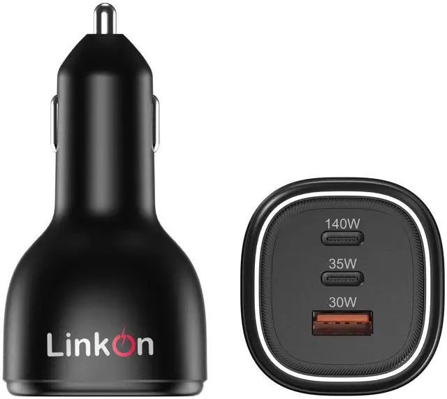 Main image of 165W USB C Car Charger PD 3.1 (140W) + 35W + QC 3.0 (30W) USB-A Triple Port Fast Charger for Laptop, Phone, or Tablet - Compatible with MacBook, Lenovo, HP, Dell, iPhone, Galaxy, and More