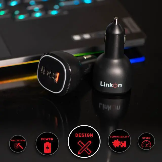 Alt view image 3 of 7 - 165W USB C Car Charger PD 3.1 (140W) + 35W + QC 3.0 (30W) USB-A Triple Port Fast Charger for Laptop, Phone, or Tablet - Compatible with MacBook, Lenovo, HP, Dell, iPhone, Galaxy, and More