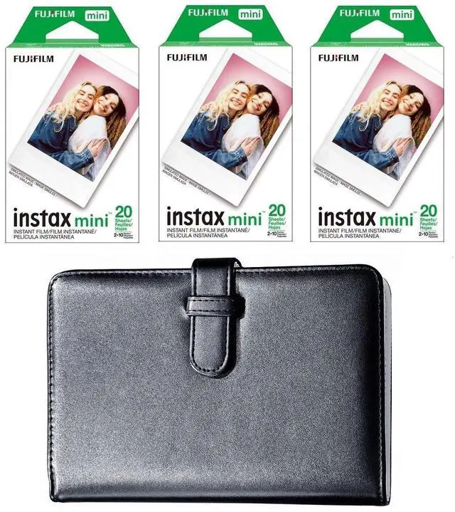 Main image of Instax Mini Instant Film Bundle for Mini 12, 11, 40, 41, EVO and Liplay Cameras, Includes: Instant Mini Film and 108 Pocket Mini Instax Photo Album, Black (60 Exposures)