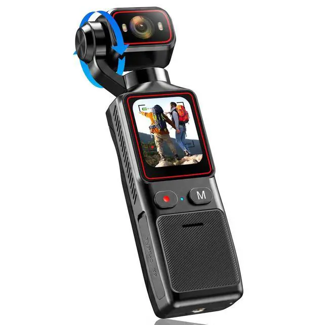 Main image of Vlogging Camera with 180° Rotating Lens, Pocket Body Camera with Audio & Video Recording, Handheld POV Cameras for Travel, Daily Life